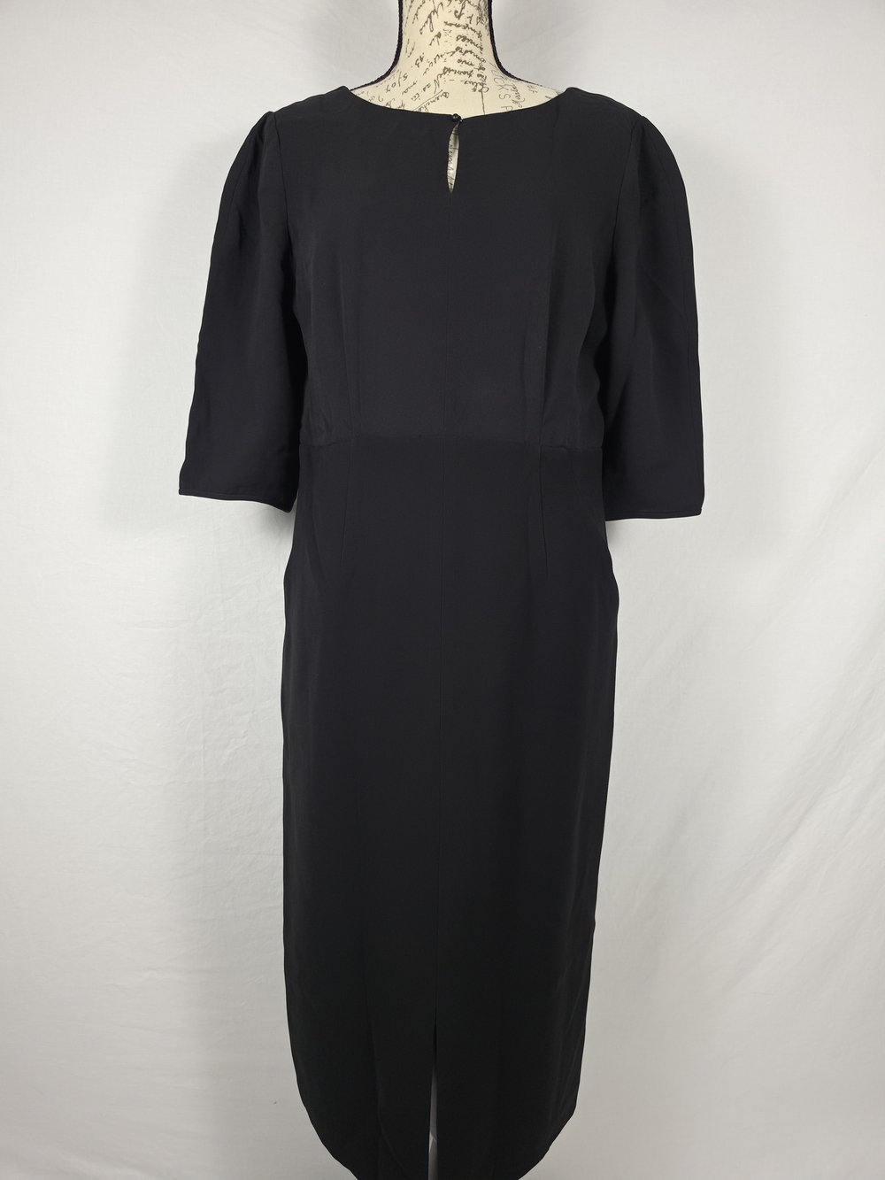 Lafayette 148 New York Black Silk Combo Ruffle Back Midi Dress - Size 10